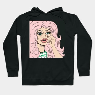 Crying Pink Haired Comic Book Girl Hoodie